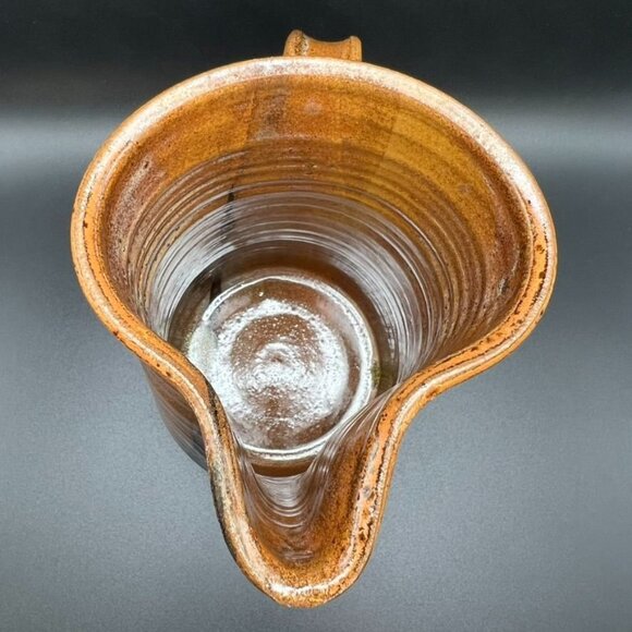 Studio Art Pottery Pinched Pitcher Stoneware Farmhouse Earthtones Signed - Picture 6 of 9